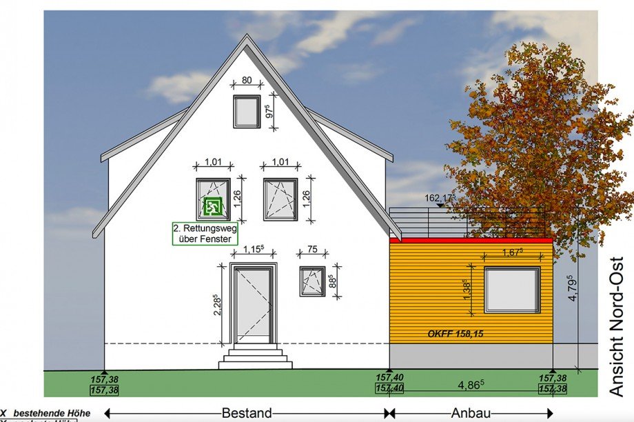 Ansicht rechts Etagenwohnung Menden