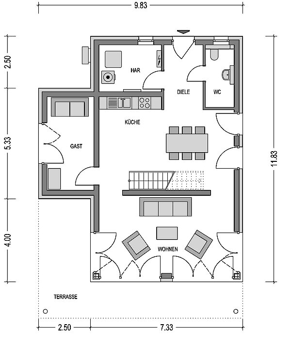 Grundriss Erdgeschoss Wohngrundst�ck Fr�ndenberg-Ardey