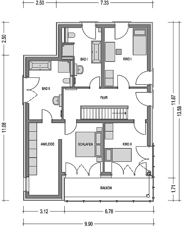 Grundriss Obergeschoss Wohngrundst�ck Fr�ndenberg-Ardey